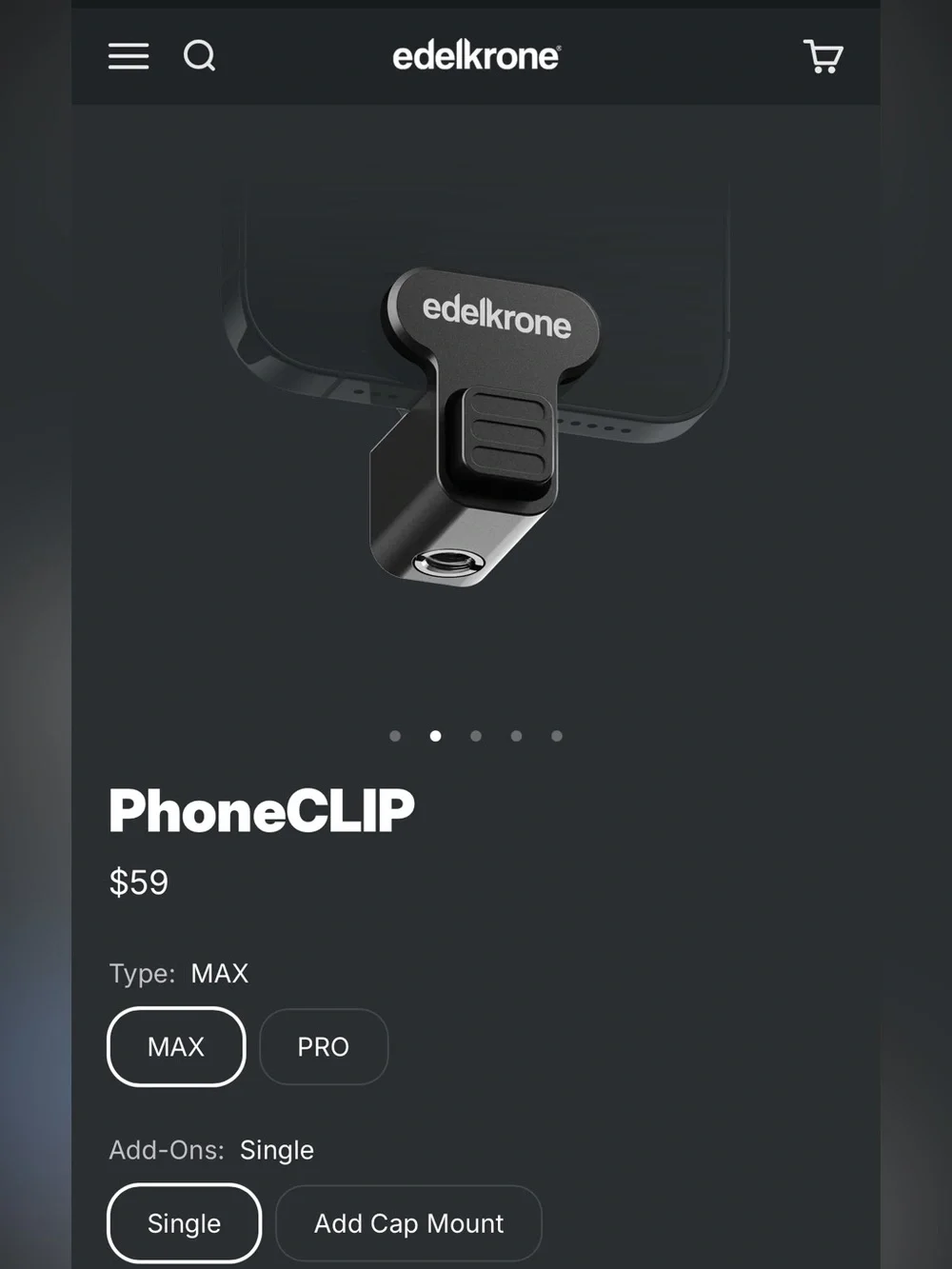Black Phone/Camera Clip Mount